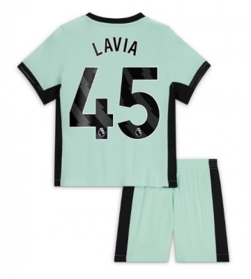 Chelsea Romeo Lavia #45 Koszulka Trzecich Dziecięca 2023-24 Krótki Rękaw (+ Krótkie spodenki)